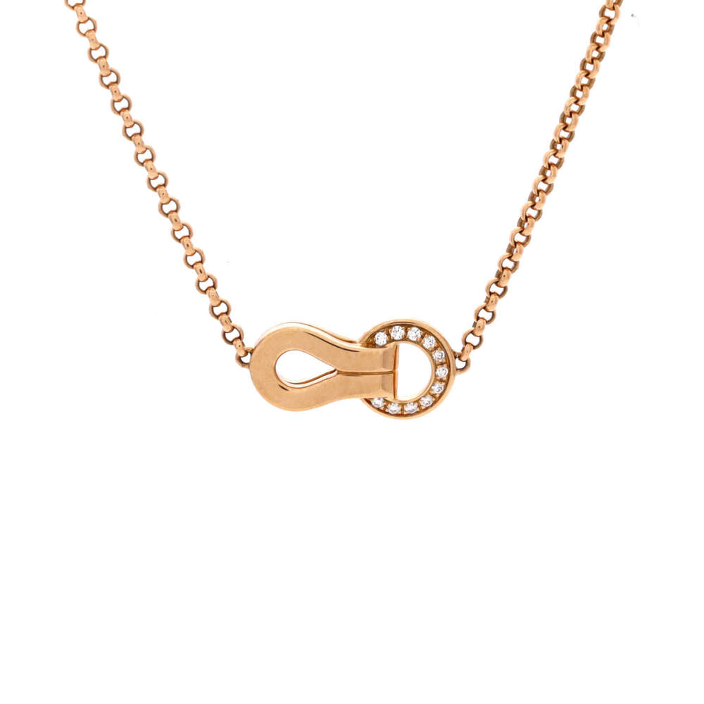 Cartier Agrafe Pendant Necklace 18K Rose Gold with Diamonds